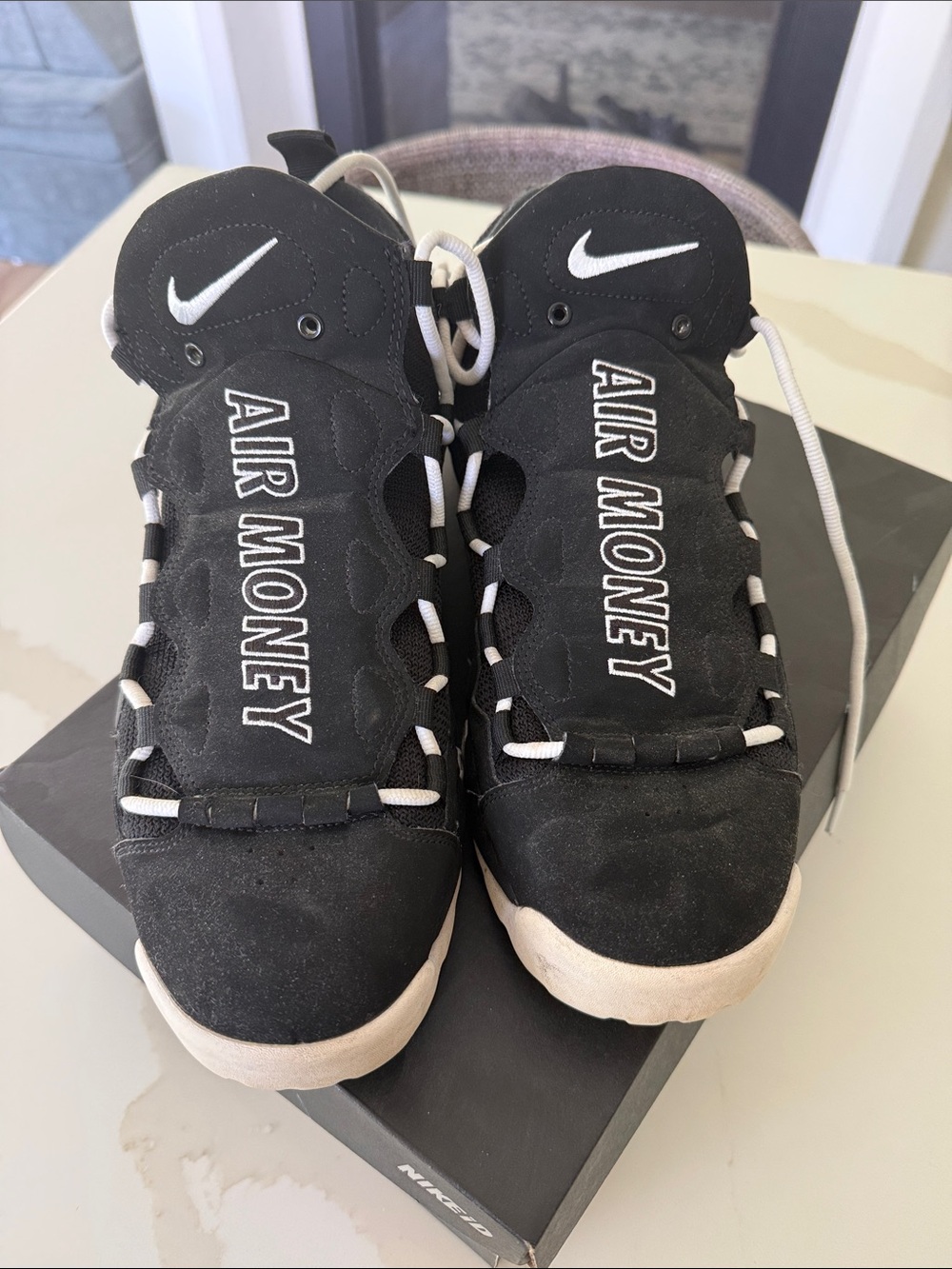 Nike Black and White 'Air Money' Athletic Sneakers